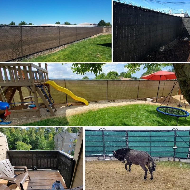 Patio 4 x 25 Fence Privacy Screen Black Commercial Grade Mesh Shade Fabric with Brass Gromment Outdoor Windscreen with Zipties - Image 5